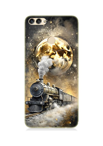 Huawei P Smart Uyumlu Buharlı Tren Desenli Silikon Kılıf
