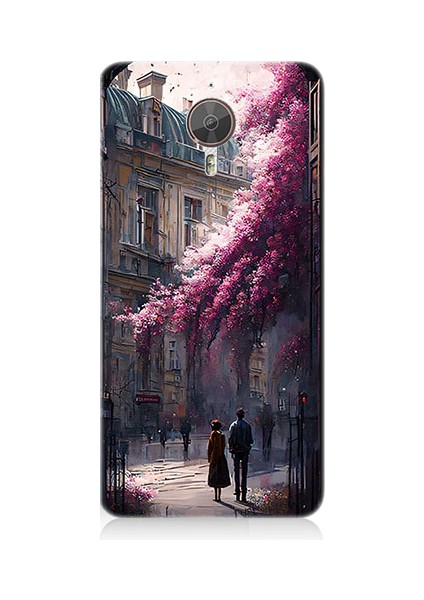 General Mobile Gm5 Plus Uyumlu Çiçekli Sokak Desenli Silikon Kılıf