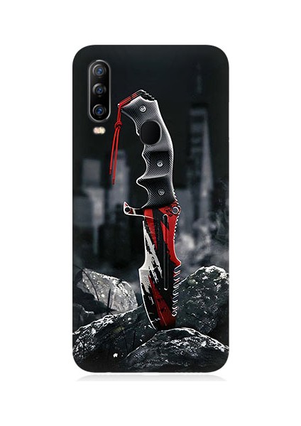 General Mobile GM20 Pro Uyumlu Kırmızı Bıçak Desenli Silikon Kılıf