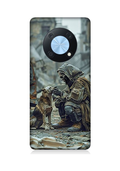 Huawei Nova Y90 Uyumlu Köpek ve Adam Desenli Silikon Kılıf