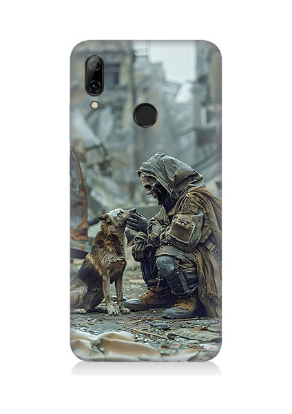 Huawei P Smart 2019 Uyumlu Köpek ve Adam Desenli Silikon Kılıf