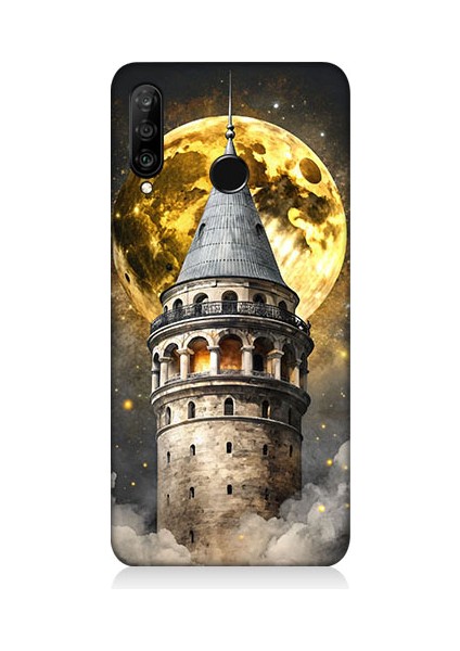 Huawei P30 Lite Uyumlu Galata Kulesi Desenli Silikon Kılıf