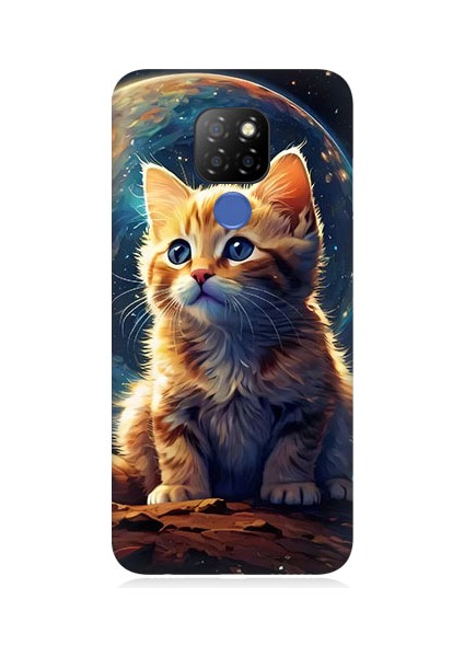General Mobile GM20 Uyumlu Uzayda Kedi Desenli Silikon Kılıf