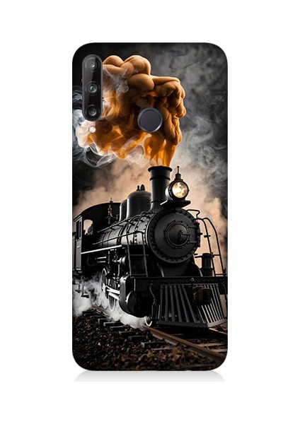 Huawei P40 Lite E Uyumlu Kara Tren Desenli Silikon Kılıf