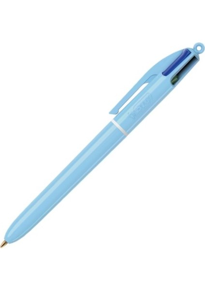 4 Colour Pastel Tükenmez Kalem 4 Adet Pastel Mavi Renkli Ofis ve Okul İçin