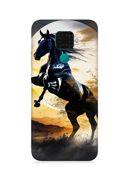 Huawei Mate 30 Lite Uyumlu Şaha Kalkmış At Desenli Silikon Kılıf