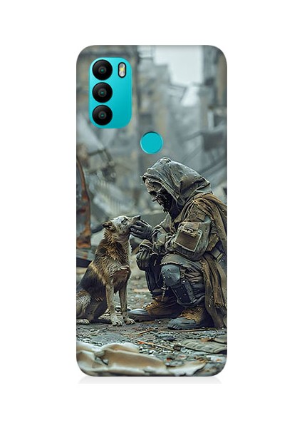 General Mobile GM21 Plus Uyumlu Köpek ve Adam Desenli Silikon Kılıf