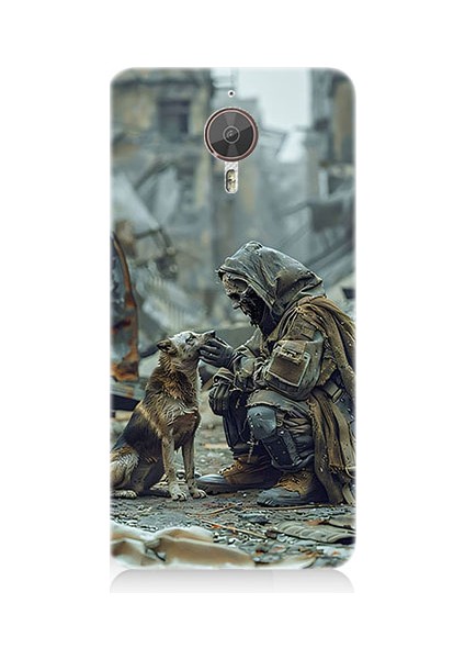 General Mobile Gm5 Plus Uyumlu Köpek ve Adam Desenli Silikon Kılıf