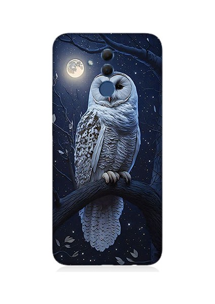 Huawei Mate 20 Lite Uyumlu Ay Baykuşu Desenli Silikon Kılıf