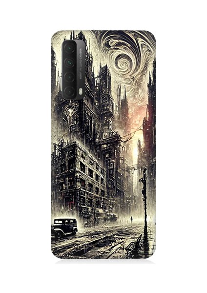 Huawei P Smart 2021 Uyumlu Gotik Şehir Desenli Silikon Kılıf