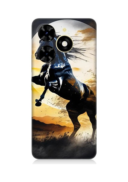 Tecno Spark 20 Uyumlu Şaha Kalkmış At Desenli Silikon Kılıf