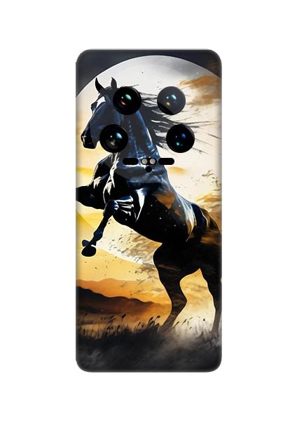 Xiaomi 14 Ultra Uyumlu Şaha Kalkmış At Desenli Silikon Kılıf