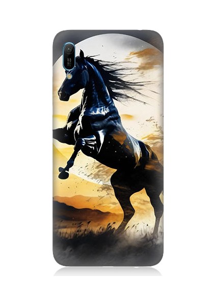 Huawei Y6 2019 Uyumlu Şaha Kalkmış At Desenli Silikon Kılıf