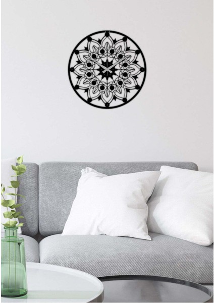 Modern Art Metal Saati -Ev Dekorasyon - 50 X 50 - Cm - Siyah - Clock-049