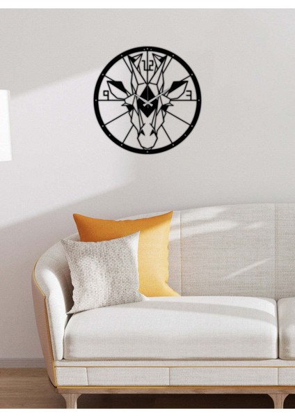 Zürafa Dekoratif Metal Duvar Saati -Ev Dekorasyon - 50 X 50 - Cm - Siyah - Clock-050 fiyatları