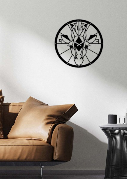 Zürafa Dekoratif Metal Duvar Saati -Ev Dekorasyon - 50 X 50 - Cm - Siyah - Clock-050 fırsatları