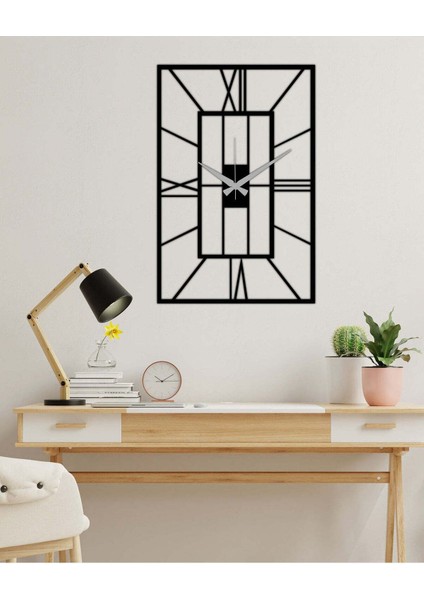 Modern Roma Metal Duvar Saati -Ev Dekorasyon - 50 X 33 - Cm - Siyah - Clock-090