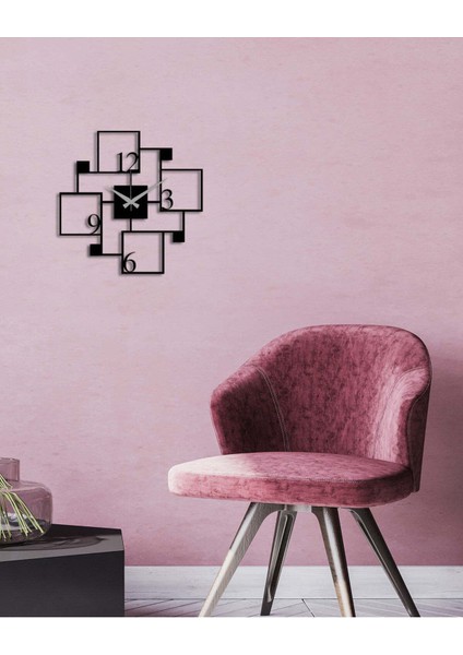 Modern Number Metal Duvar Saati -Ev Dekorasyon - 50 X 50 - Cm - Siyah - Clock-195