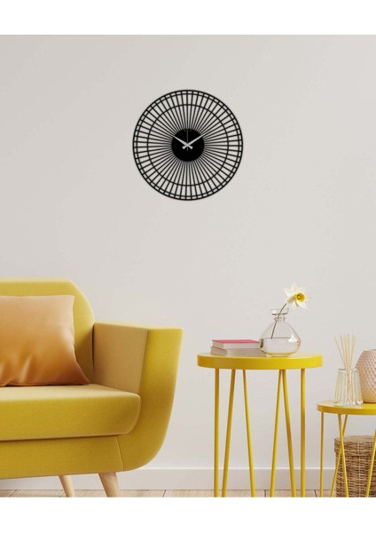 Skandinav Metal Duvar Saati -Ev Dekorasyon - 50 X 50 - Cm - Siyah - Clock-127