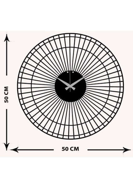 Skandinav Metal Duvar Saati -Ev Dekorasyon - 50 X 50 - Cm - Siyah - Clock-127