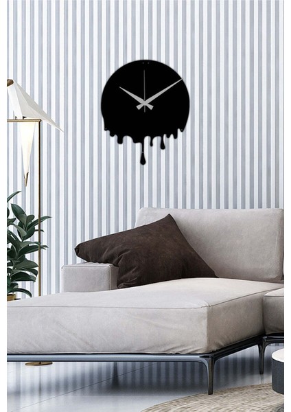 Akışkan Metal Duvar Saati -Ev Dekorasyon - 42 X 42 - Cm - Siyah - Clock-068 fiyatları