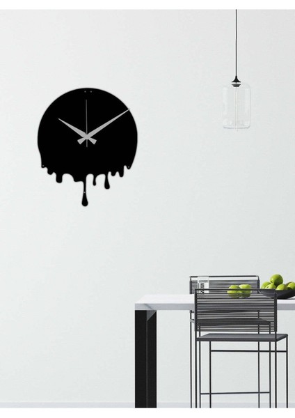 Akışkan Metal Duvar Saati -Ev Dekorasyon - 42 X 42 - Cm - Siyah - Clock-068 fırsatları