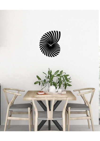 Modern Art Metal Duvar Saati -Ev Dekorasyon - 50 X 60 - Cm - Siyah - Clock-154