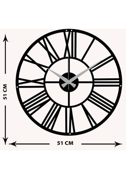 Modern Roma Metal Duvar Saati -Ev Dekorasyon - 51 X 51 - Cm - Siyah - Clock-011 indirimleri