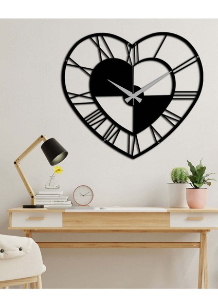 Kalpli Metal Duvar Saati -Ev Dekorasyon - 45 X 50 - Cm - Siyah - Clock-033