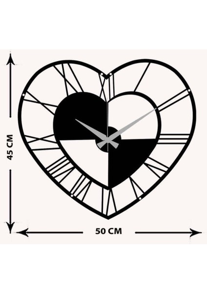 Kalpli Metal Duvar Saati -Ev Dekorasyon - 45 X 50 - Cm - Siyah - Clock-033 indirimleri
