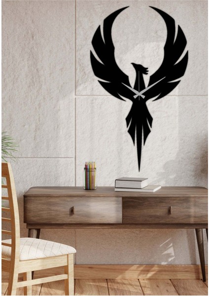 Anka Kuşu Metal Duvar Saati -Ev Dekorasyon - 50 X 50 - Cm - Siyah - Clock-078 fiyatları