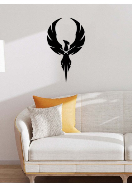 Anka Kuşu Metal Duvar Saati -Ev Dekorasyon - 50 X 50 - Cm - Siyah - Clock-078 modelleri