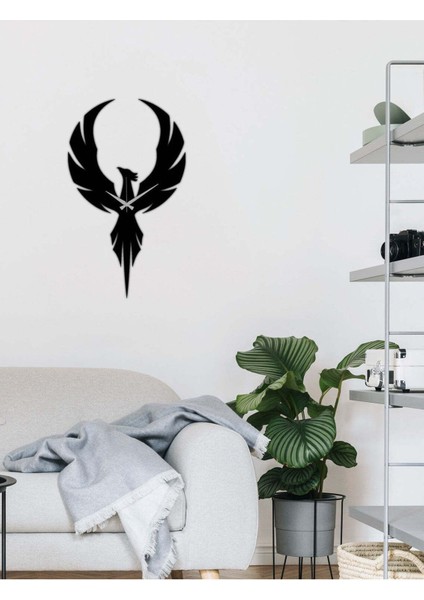 Anka Kuşu Metal Duvar Saati -Ev Dekorasyon - 50 X 50 - Cm - Siyah - Clock-078 fırsatları