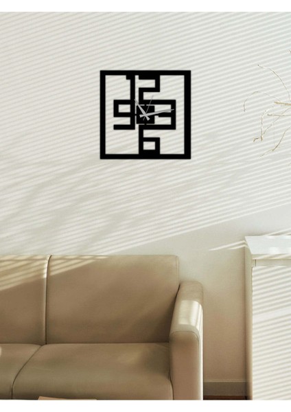 Modern Text Metal Duvar Saati -Ev Dekorasyon - 50 X 50 - Cm - Siyah - Clock-091