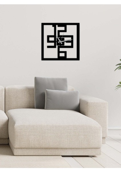 Modern Text Metal Duvar Saati -Ev Dekorasyon - 50 X 50 - Cm - Siyah - Clock-091