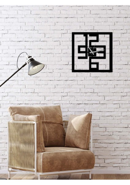 Modern Text Metal Duvar Saati -Ev Dekorasyon - 50 X 50 - Cm - Siyah - Clock-091