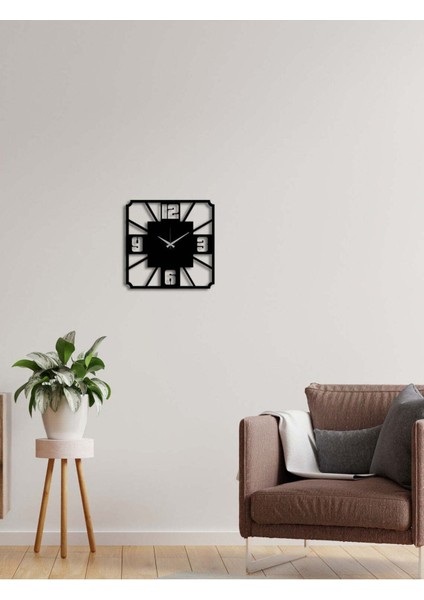 Serisi Metal Duvar Saati -Ev Dekorasyon - 45 X 45 - Cm - Siyah - Clock-170