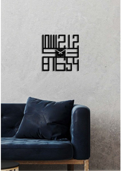 Modern Number Metal Duvar Saati -Ev Dekorasyon - 40 X 40 - Cm - Siyah - Clock-186