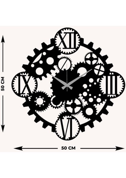 Gearwheel Metal Duvar Saati -Ev Dekorasyon - 50 X 50 - Cm - Siyah - Clock-212 indirimleri