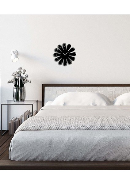 Modern Art Metal Duvar Saati -Ev Dekorasyon - 45 X 45 - Cm - Siyah - Clock-249