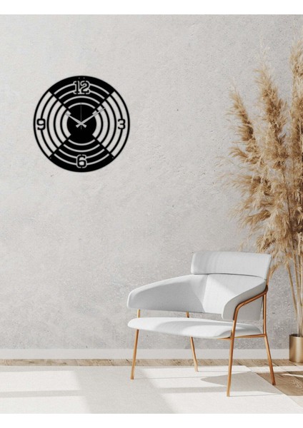 Metal Duvar Saati -Ev Dekorasyon - 50 X 50 - Cm - Siyah - Clock-018