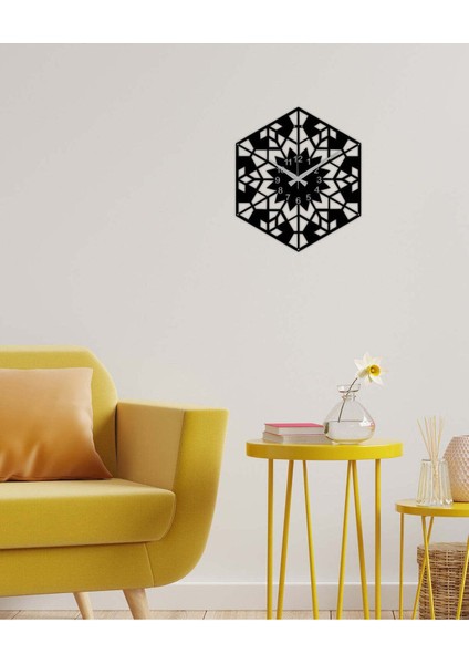 Geometrik Duvar Saati -Ev Dekorasyon - 40 X 40 - Cm - Siyah - Clock-047