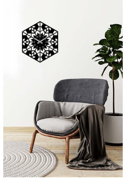 Geometrik Duvar Saati -Ev Dekorasyon - 40 X 40 - Cm - Siyah - Clock-047 modelleri