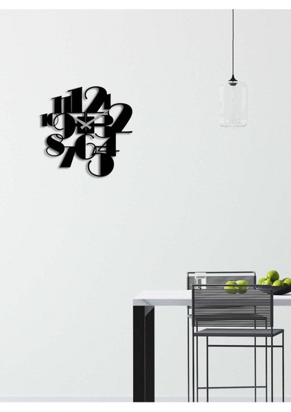 Modern Number Metal Duvar Saati -Ev Dekorasyon - 40 X 40 - Cm - Siyah - Clock-216