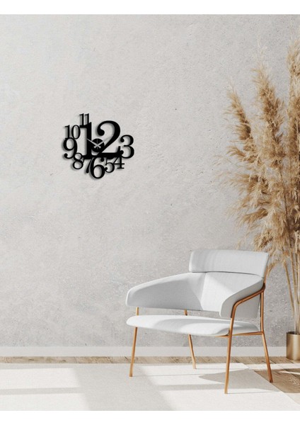 Modern Text Metal Duvar Saati -Ev Dekorasyon - 50 X 46 - Cm - Siyah - Clock-261