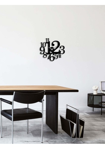 Modern Text Metal Duvar Saati -Ev Dekorasyon - 50 X 46 - Cm - Siyah - Clock-261