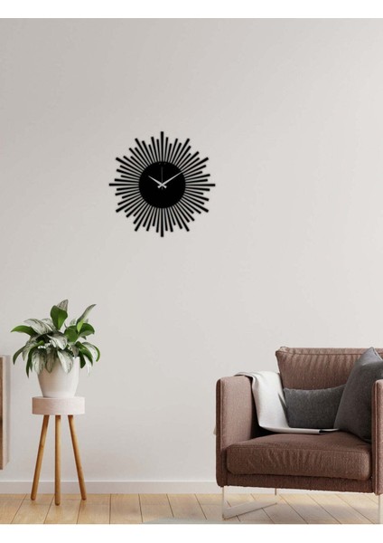 Ritim Metal Duvar Saati A -Ev Dekorasyon - 50 X 50 - Cm - Siyah - Clock-125