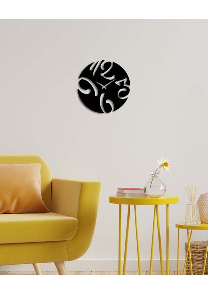 Serisi Metal Duvar Saati -Ev Dekorasyon - 40 X 40 - Cm - Siyah - Clock-193
