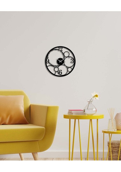 Retro Metal Duvar Saati -Ev Dekorasyon - 45 X 45 - Cm - Siyah - Clock-266