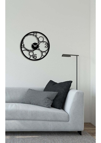 Retro Metal Duvar Saati -Ev Dekorasyon - 45 X 45 - Cm - Siyah - Clock-266 modelleri